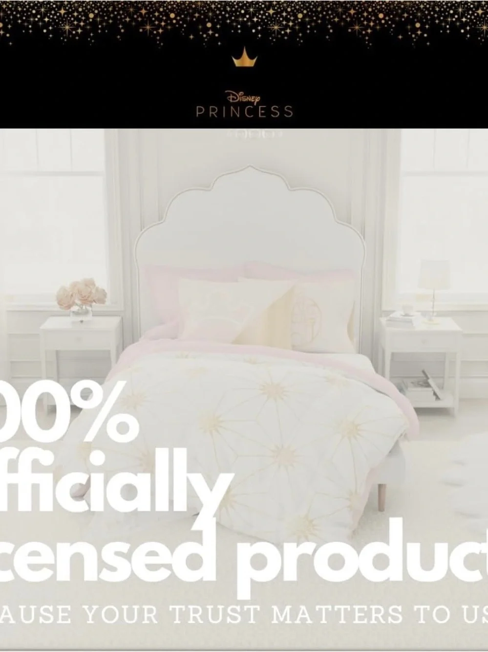 Disney White, Pink and Gold Geometric Comforter Set